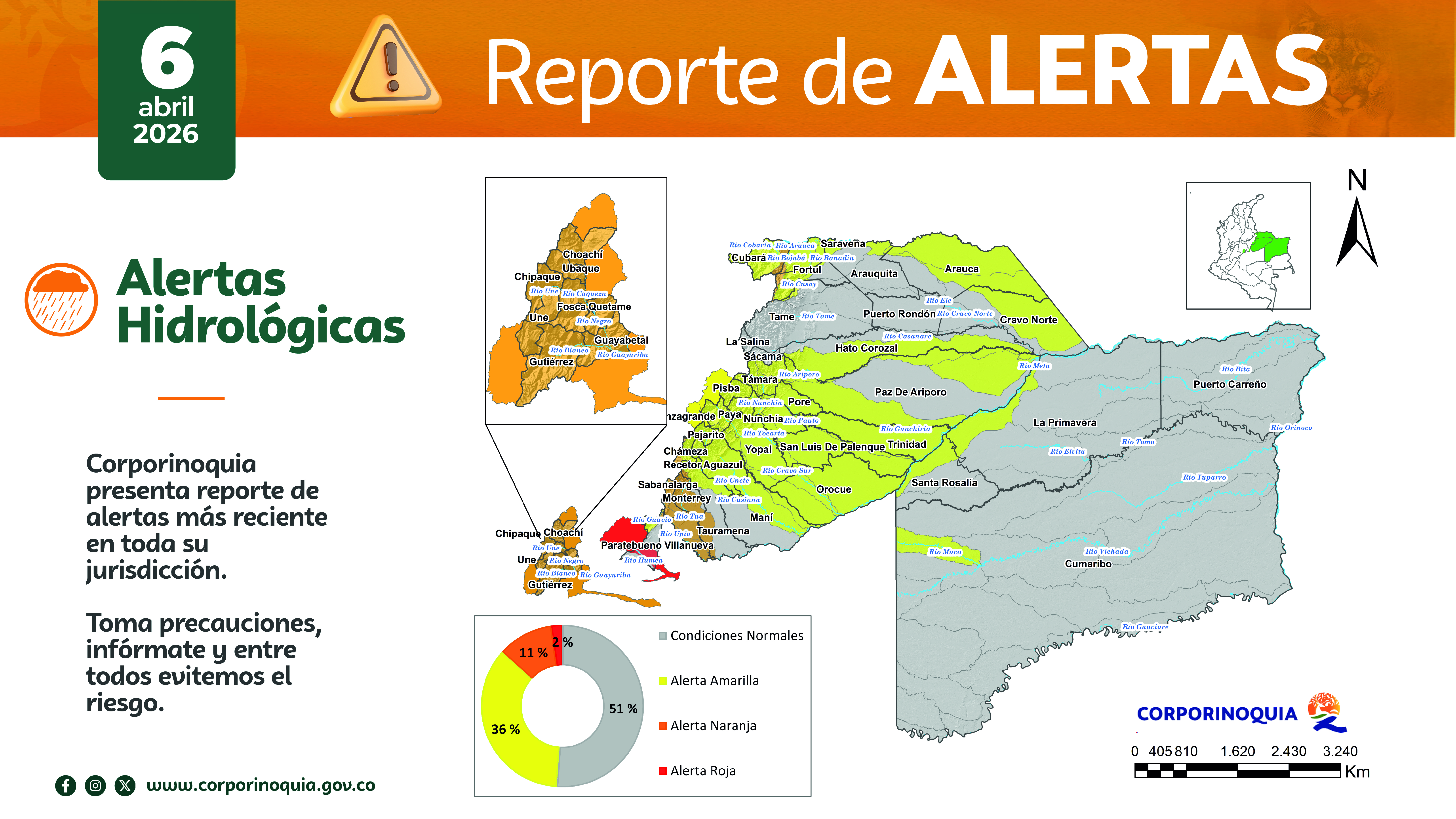 Aumentan alertas por deslizamientos y eventos hidrológicos en la jurisdicción de Corporinoquia