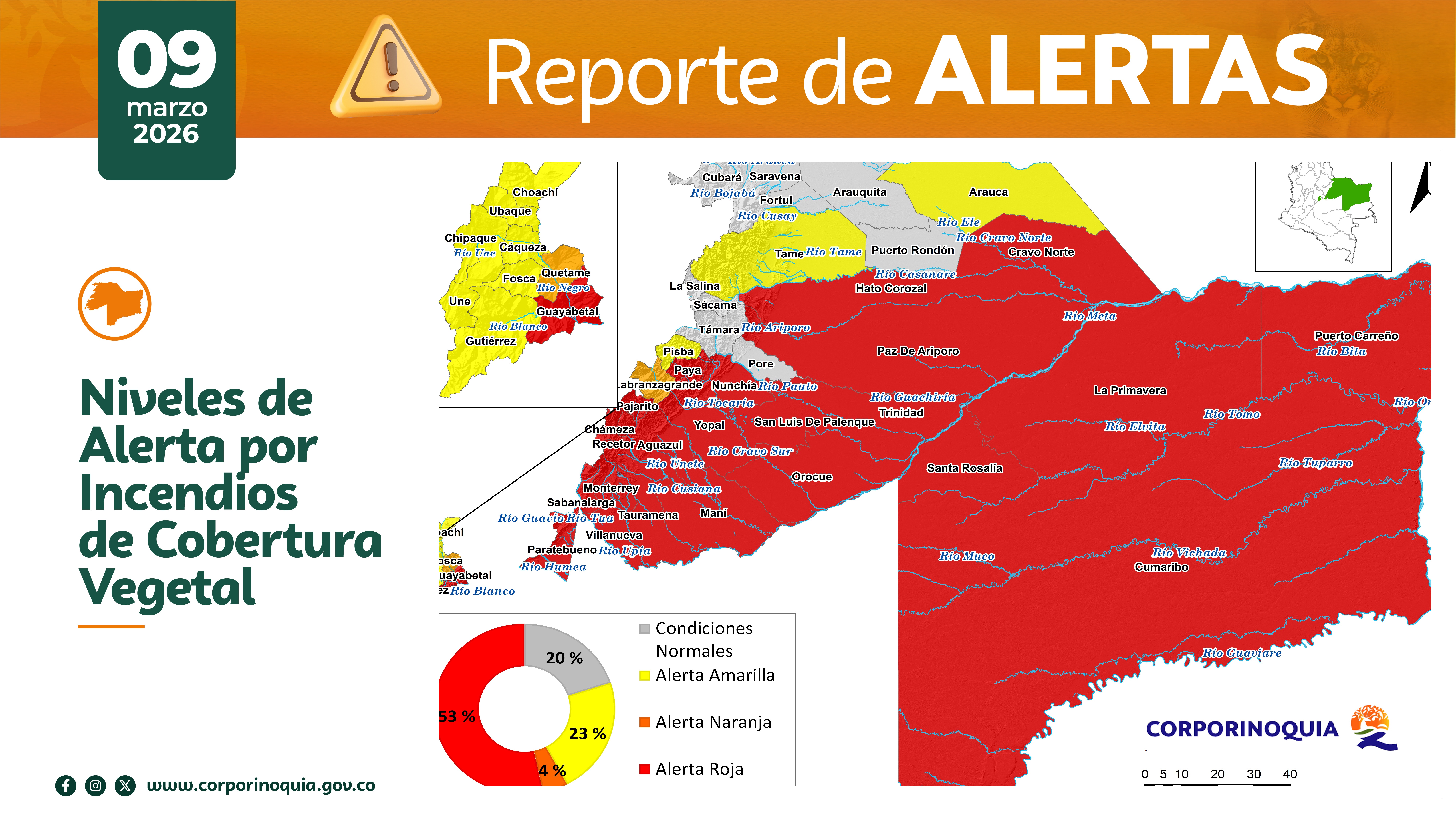 Se intensifica el riesgo de incendios forestales en la Orinoquía