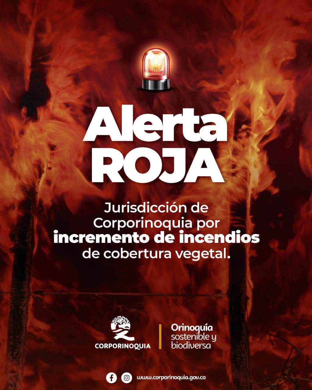 Alerta roja por incendios forestales en la jurisdicción de Corporinoquia